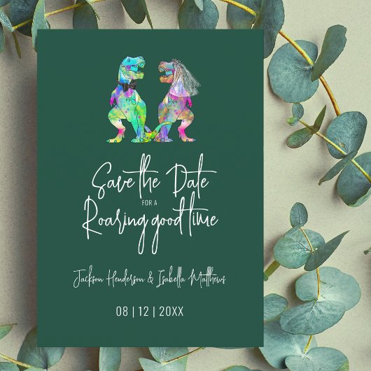 Save The Date Dinosaur Mariage Funny T-Rex mariée et mariée