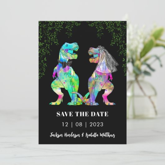 Save The Date Dinosaur Themed Wedding (Debout devant)