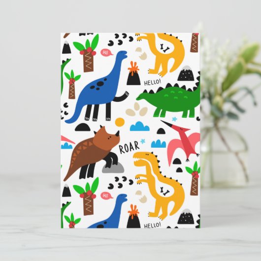 Save The Date Dinosaures motif transparent (Debout devant)