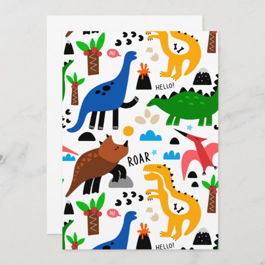 Save The Date Dinosaures motif transparent (Devant / Derrière)