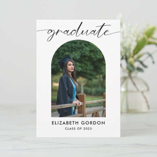 Save The Date Diplôme photo minimal de l'arc de script tendance (Debout devant)