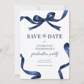 Save The Date Diplôme Ruban Aquarelle Bleu Élégant (Devant)