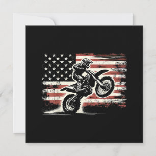 Save The Date Dirt Bike American Flag Motocross Biker Vintage US