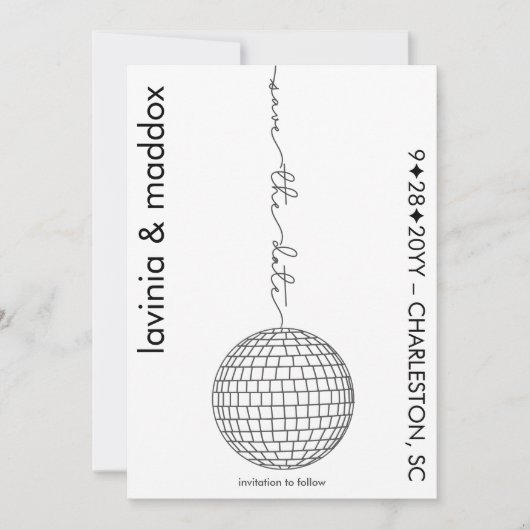 Save The Date Disco moderne noir et blanc Photo QR Code Mariage (Devant)