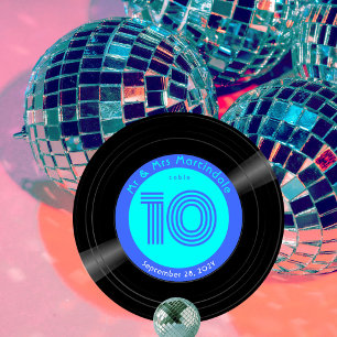 Save The Date Disco Vinyl Record Blue Aqua Mariage Numéro de tab