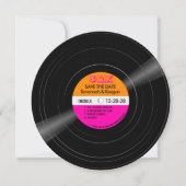 Save The Date Disco Vinyl Record Rose Orange Stripes Mariage (Devant)