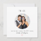 Save The Date Disposition de photo circulaire carrée Initiales l (Devant)