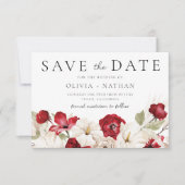 Save The Date Divine Bloom : Fleurs blanches et rouges de mariag (Devant)