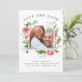 Save The Date do-it-yourself photo moderne rose floral Aquarelle (Debout devant)