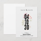 Save The Date Document A4 de sauvegarde de date floral gris (Devant / Derrière)