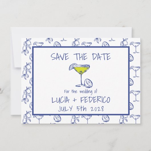 Save The Date Dolce Vita Limoncello boire un mariage Enregistrer (Devant)