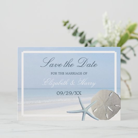 Save The Date Dollar de sable et plage de Starfish (Debout devant)