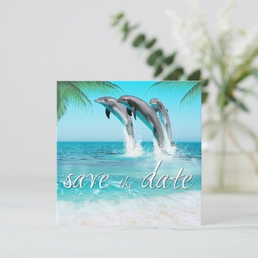 Save The Date DOLPHINS EN JEU OCÉAN TROPICAL Enregistrer la date (Debout devant)