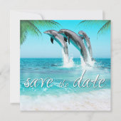 Save The Date DOLPHINS EN JEU OCÉAN TROPICAL Enregistrer la date (Devant)