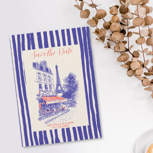 Save The Date Doodle chic Paris Tour Eiffel fantaisiste