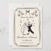 Save The Date Doodle Dessiné à la Main Fantaisiste (Devant)