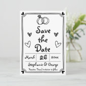 Save The Date Doodle gribouillant dessiné à la main whimsical Fr (Debout devant)