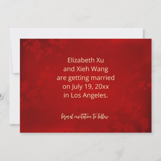 Save The Date Double bonheur du Mariage chinois (Dos)