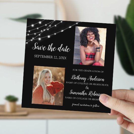 Save The Date Double Célébration 2 Photo Remise de diplômes