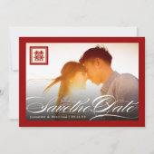Save The Date Double Happiness Classic Script Photo Chinois (Devant)