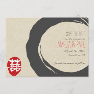 Save The Date Double Mariage chinois du bonheur - Enregistrer la