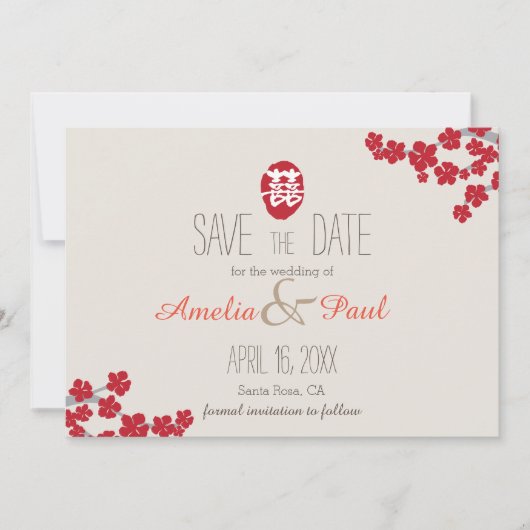 Save The Date Double Mariage chinois du bonheur - Enregistrer la (Devant)