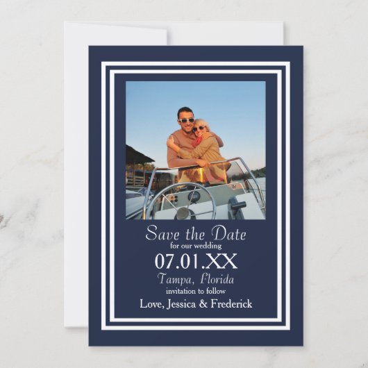 Save The Date Double Marine Nautical - Sauvegarder la Date (Devant)