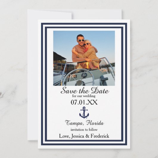 Save The Date Double Marine Trim Nautique - Enregistrer la date (Devant)