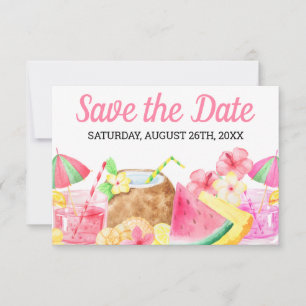 Save The Date Douce 16 Anniversaire Tropical Hawaiian Aquarelle