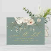 Save The Date Douce flore botanique de mariage à la sauge (Debout devant)