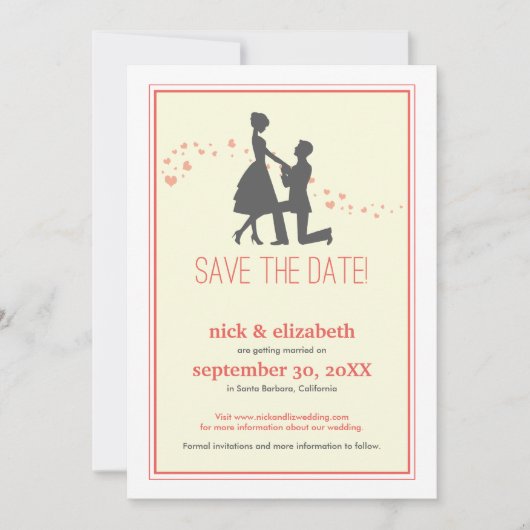 Save The Date Douce Proposition Silhouette Enregistrez la Date ( (Devant)