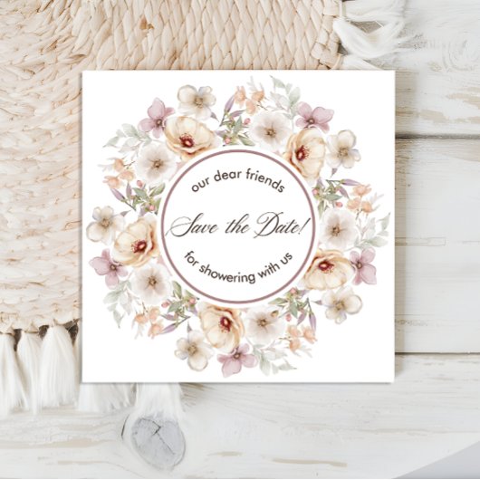 Save The Date Douche de Mariée Chic Florale Aquarelle
