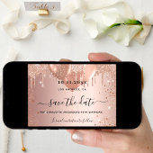 Save The Date Doux 16 roses parties scintillant d'or gouttes bal