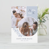 Save The Date Dove Blue Floraison Photos en chevauchement (Debout devant)