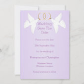Save The Date Doves Design Mariage couleur Lilac (Devant)