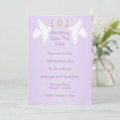 Save The Date Doves Design Mariage couleur Lilac (Debout devant)