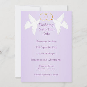 Save The Date Doves Design Mariage couleur Lilac