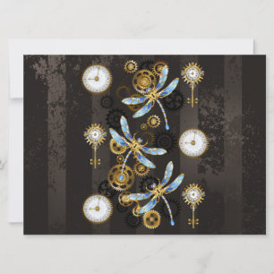 Save The Date Dragonflies de Steampunk sur arrière - plan rayé b