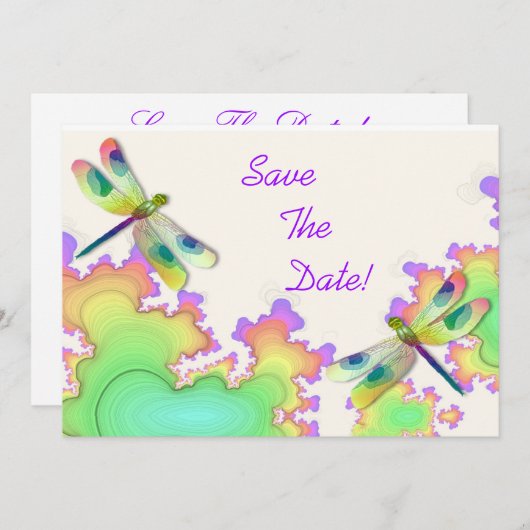 Save The Date Dragonfly Fractal Enregistrer la date (Devant / Derrière)