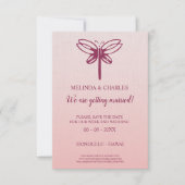 Save The Date Dragonfly Logo in Burgundy on Gradient for Wedding (Devant)