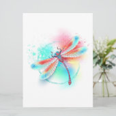 Save The Date Dragonfly rouge sur l'arrière - plan aquarelle (Debout devant)