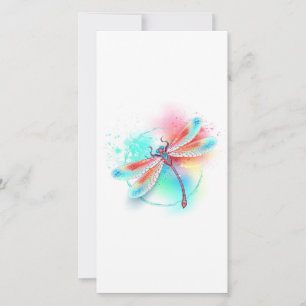Save The Date Dragonfly rouge sur l'arrière - plan aquarelle