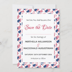 Save The Date Drapeau américain Mariage personnalisé chrétien pa