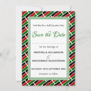 Save The Date DRAPEAU KENYA Écriture Customisée Élégante Kenyane