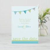 Save The Date Drapeaux De Fête Enregistrer La Date - Bleu & Vert (Debout devant)