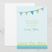 Save The Date Drapeaux De Fête Enregistrer La Date - Bleu & Vert (Devant / Derrière)
