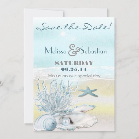 Save The Date Dream Shore Beach Blue Wedding Enregistrer la date (Devant)