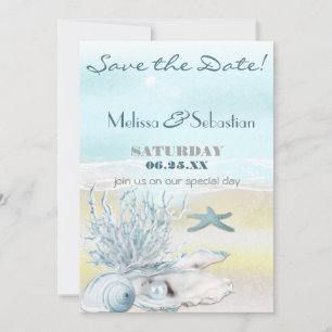 Save The Date Dream Shore Beach Blue Wedding Enregistrer la date