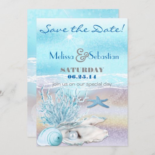 Save The Date Dream Shore Beach Dk Mariage TurquoiseEnregistrer (Devant / Derrière)