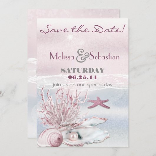 Save The Date Dream Shore Beach Mariage rose Enregistrer la date (Devant / Derrière)